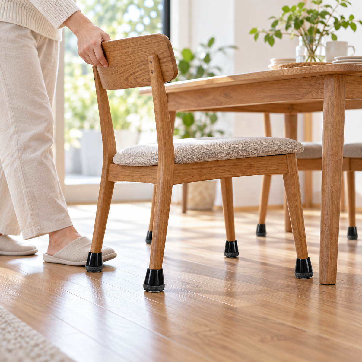 Black Chair Leg Floor Protector