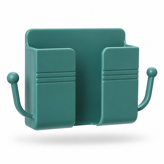 Green Wall-Mounted Phone and Remote Control Organizer