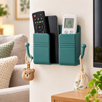 Green Wall-Mounted Phone and Remote Control Organizer