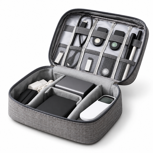 Black Portable Cable Organizer Bag