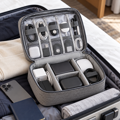 Black Portable Cable Organizer Bag