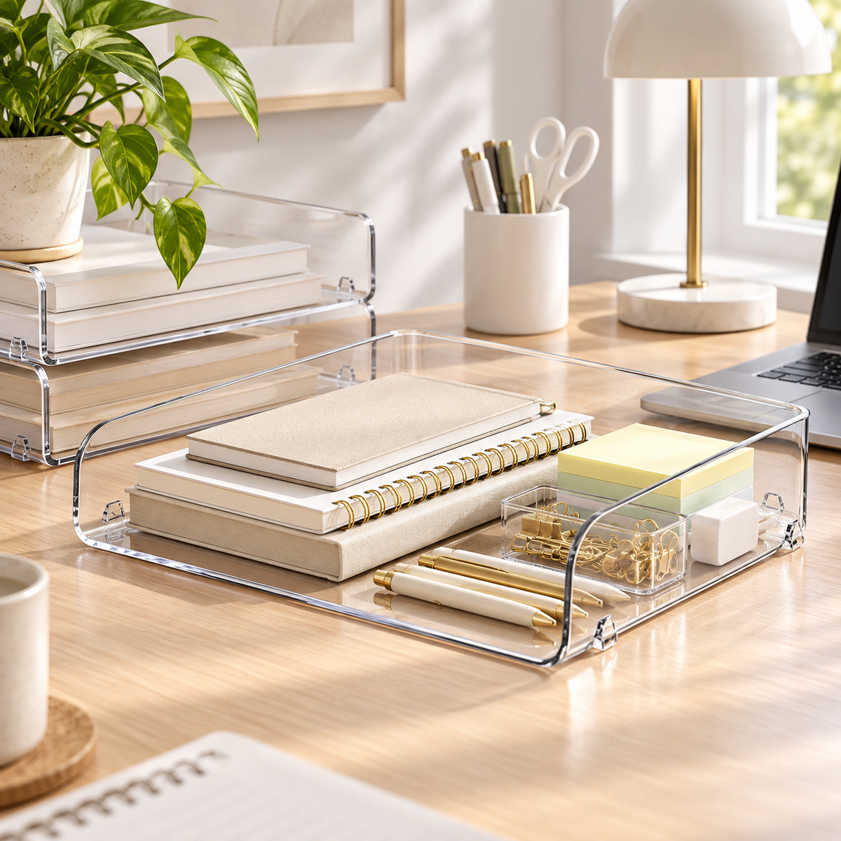 Transparent Wide Desktop Storage Organizer