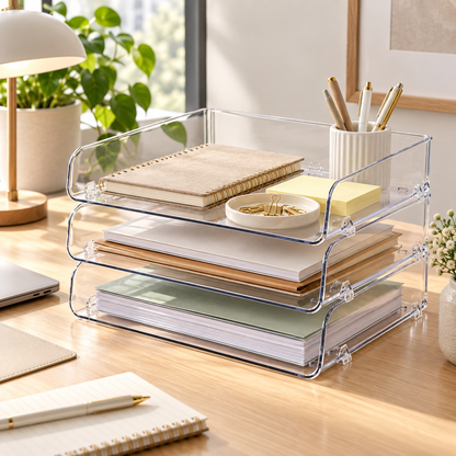 Transparent Wide Desktop Storage Organizer