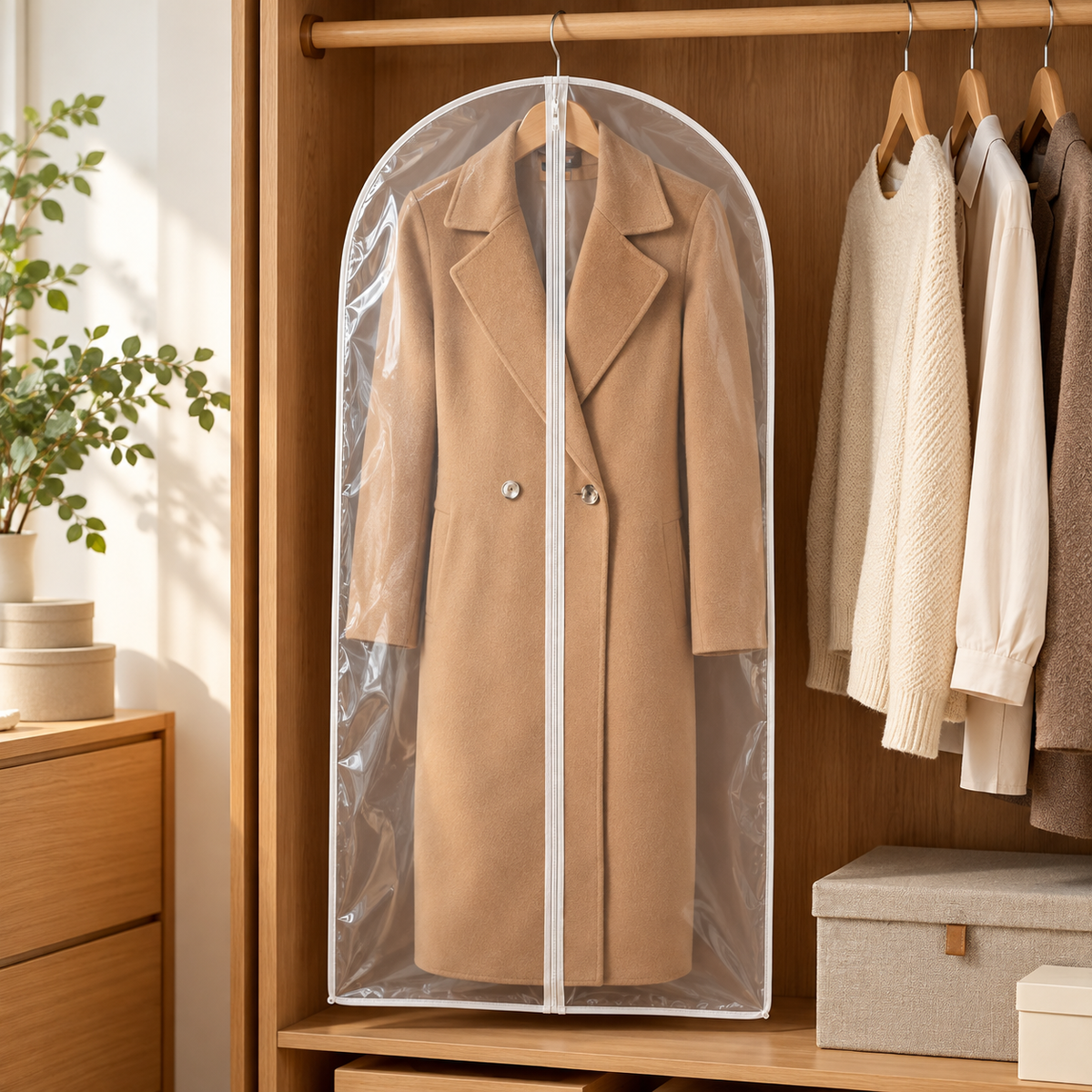 Transparent Garment Dust Cover with Zipper