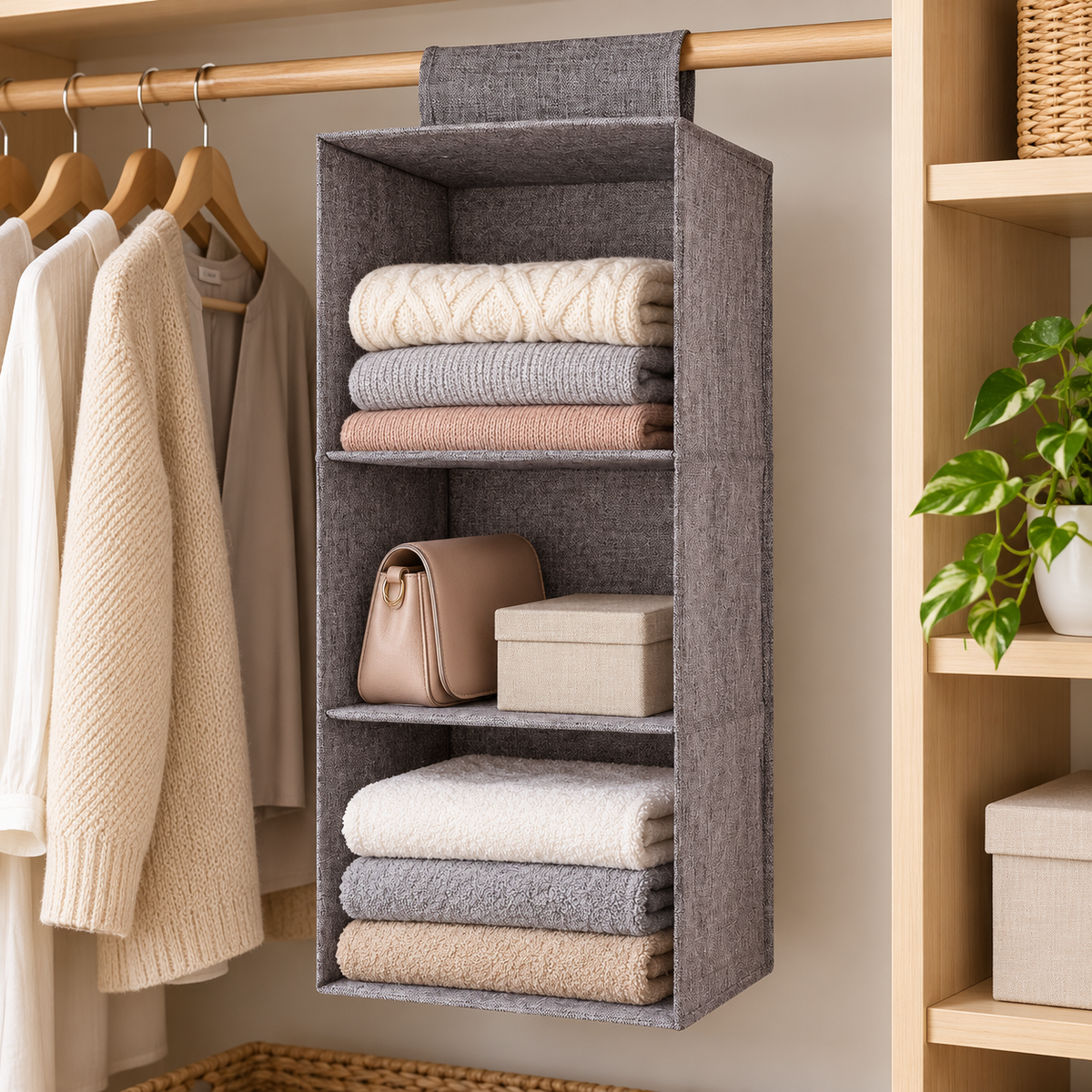Gray Three-Layer Washable Hanging Storage Organizer