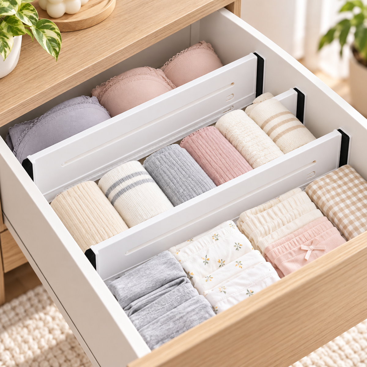 White Adjustable Drawer Divider