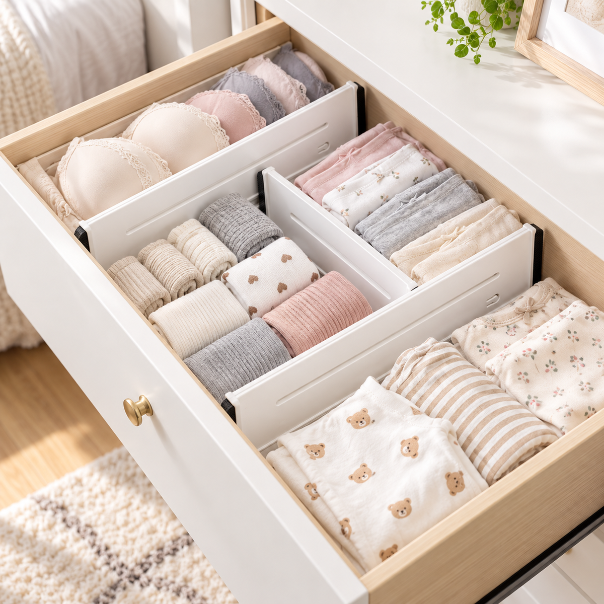 White Adjustable Drawer Divider